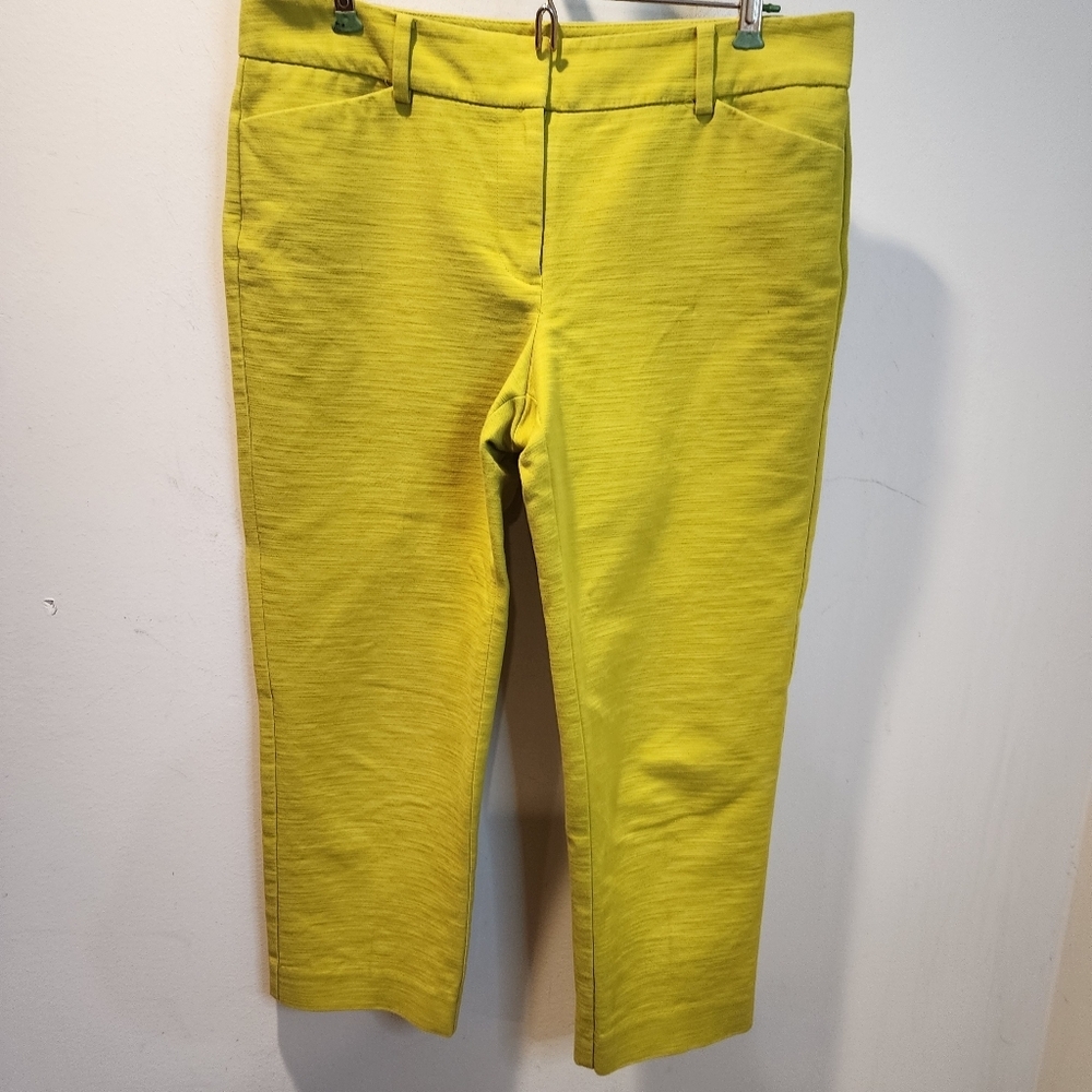 ANN TAYLOT Cropped Neon Yellow Dress Pants Sz 6